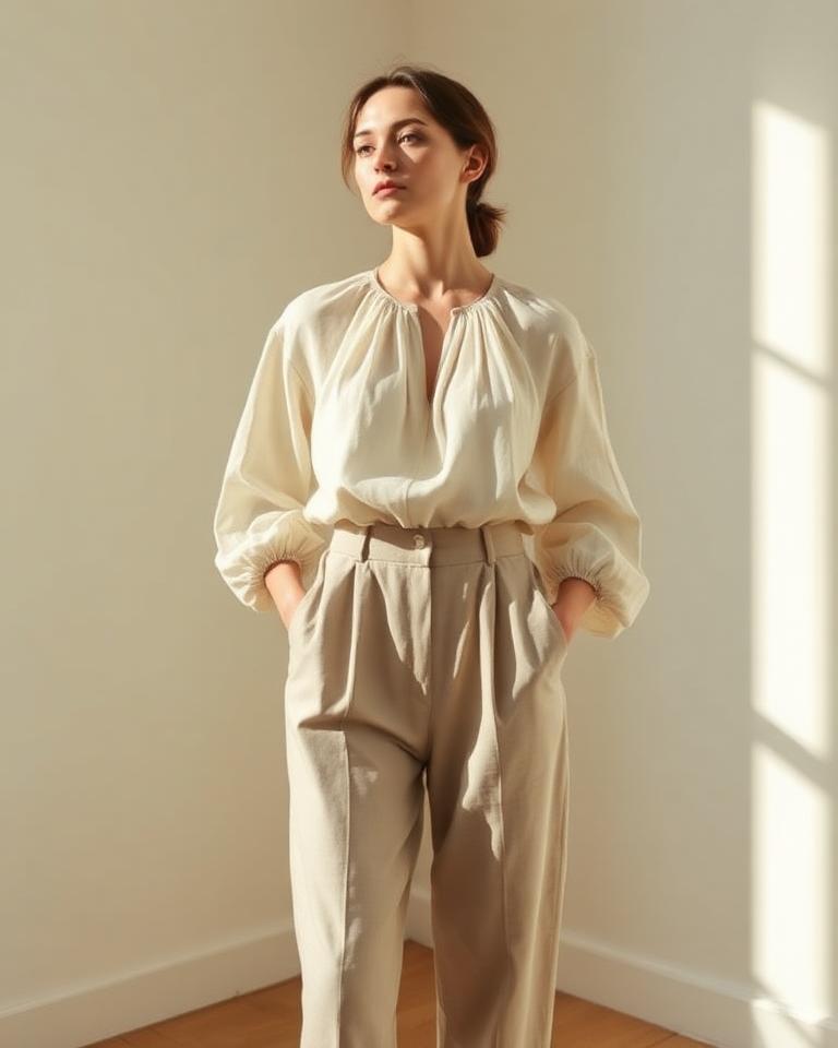 Gathered linen blouse inspiration